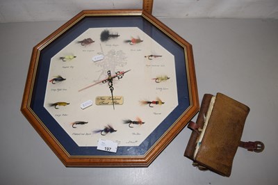 Lot 197 - A leather wallet containing various fishing...