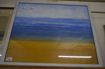 Lot 225 - Indist Signed Oil on Board, abstract Beach...