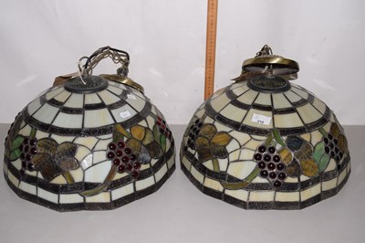 Lot 210 - A pair of Tiffany style ceiling light fittings
