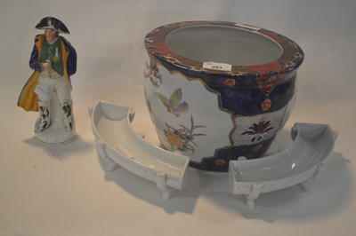 Lot 283 - A Japanese pottery jardiniere together with a...