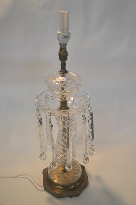 Lot 314 - A cut glass table lamp with quantity of...