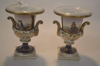 Lot 330 - Pair of early 19th Century Derby vases painted...
