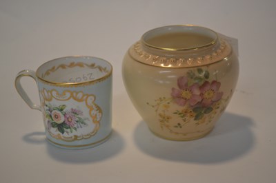 Lot 335 - A small English porcelain coffee can painted...