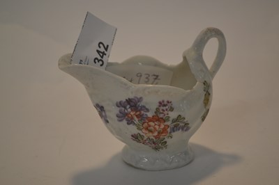 Lot 342 - A Lowestoft porcelain dolphin shaped ewer...