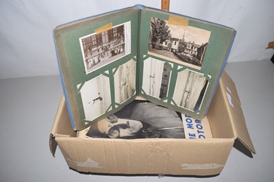 Lot 508 - Box of assorted ephemera to include postcards...