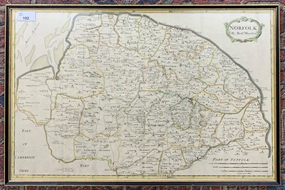 Lot 102 - Robert Morden (1650-1703), 'Norfolk', 18th...