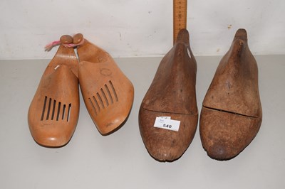 Lot 540 - Two pairs of wooden shoe lasts