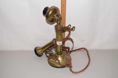 Lot 88 - Vintage brass stick telephone