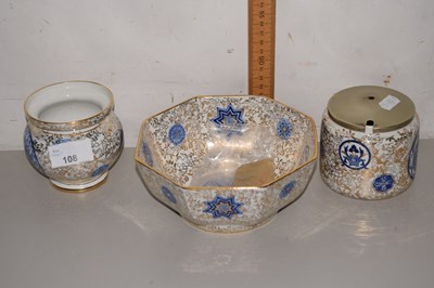 Lot 108 - A Newport Pottery gilt decorated set of an...