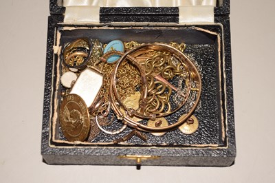 Lot 128 - A box of various costume jewellery, rolled...
