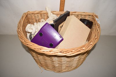 Lot 597 - Wicker bicycle basket and various vintage and...