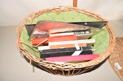 Lot 617 - Sewing basket with two vintage number plates...
