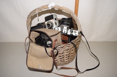Lot 641 - Basket of assorted cameras including a...
