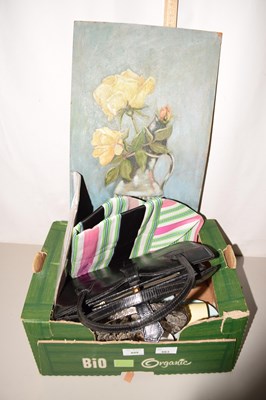 Lot 663 - Black vintage handbag and other items