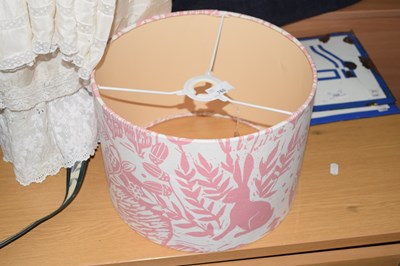 Lot 760 - A pink and white lampshade