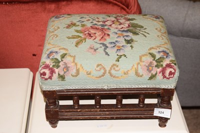 Lot 324 - A tapestry top footstool