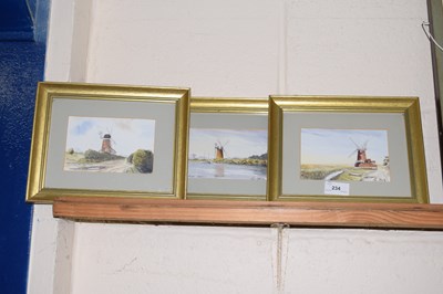 Lot 234 - Ron Brooks, three studies Cley, Weybourne and...
