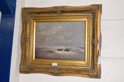 Lot 261 - R J Scott, study of horses in the surf, oil on...