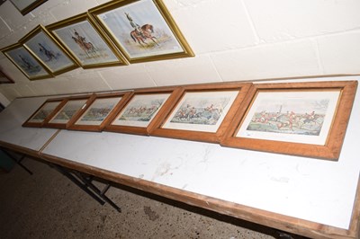 Lot 267 - After Henry Alken, group of six maple framed...