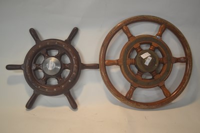 Lot 521 - Two wooden framed boat wheels, largest 40cm...