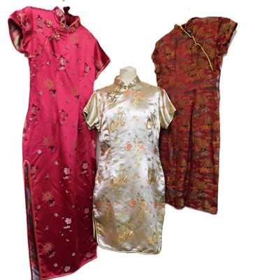 Lot 34 - Three Chinese cheongsam dresses, longest 52", (3)