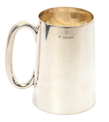 Lot 1 - A Victorian silver tankard of plain polished...