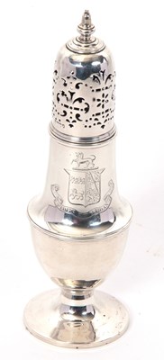 Lot 12 - A Victorian silver caster having a pierced...