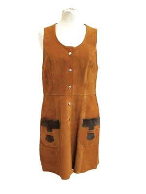Lot 29 - A c.1970's tan suede waistcoat / mindress,...