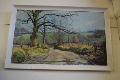 Lot 722 - COLOURED PRINT OF A COUNTRY LANE, FRAMED