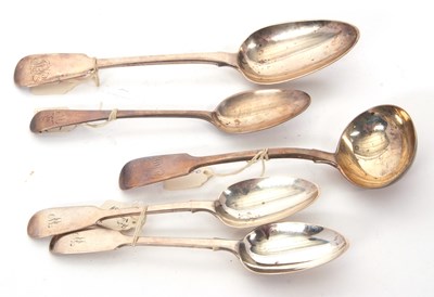 Lot 32 - Mixed Lot: A George IV silver fiddle pattern...