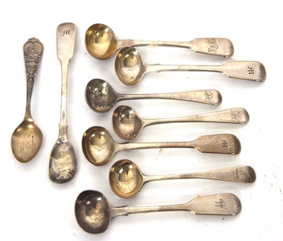 Lot 39 - Mixed Lot: Seven 19th Century silver salt...