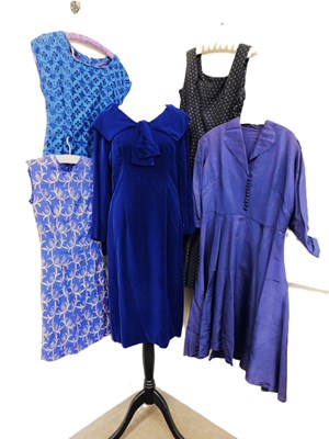 Lot 24 - Five mid-late 20th century dresses blue...