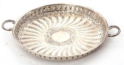 Lot 56 - A Victorian silver twin handled card tray of...