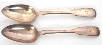 Lot 60 - A pair of George IV silver fiddle pattern...