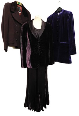 Lot 56 - A mixed lot: to include a aubergine vlevet and...