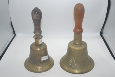 Lot 413 - 2 x brass ARP hand bells.