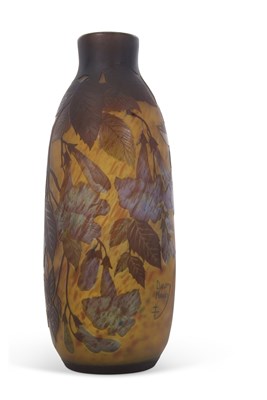 Lot 3A - DAUM NANCY; DOUBLE OVERLAY CAMEO GLASS VASE...
