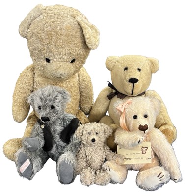 Lot 410 - Five teddy bears, to include:  - Vintage...