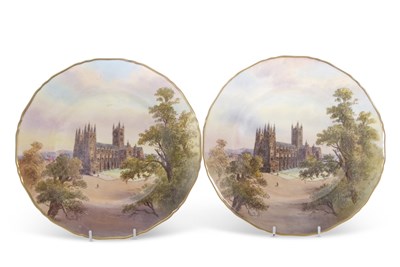 Lot 69 - A pair of large Royal Worcester plates painted...