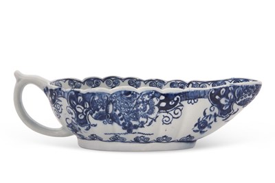 Lot 93 - A very rare Lowestoft porcelain sauce boat...