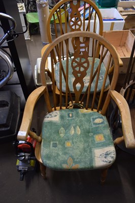 Lot 763 - PAIR OF WHEEL BACK KITCHEN CHAIRS