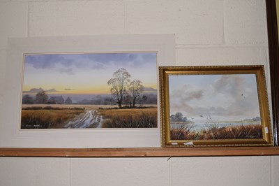 Lot 22 - John Adamson, study of flighting ducks, oil on...