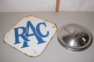 Lot 34 - A vintage RAC enamel sign together with a...