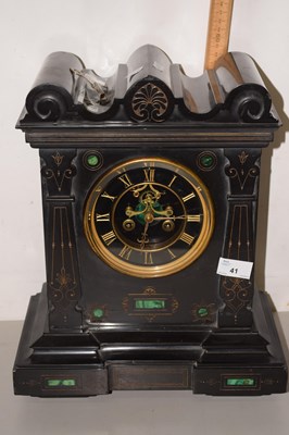 Lot 41 - A Victorian black slate cased mantel clock
