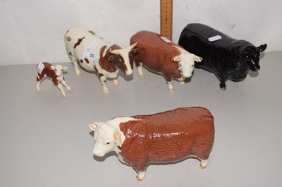 Lot 53 - A group of Beswick cattle and a calf (5)