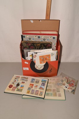 Lot 111 - A box of various first day covers, stock books...