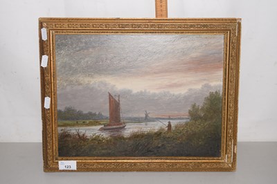 Lot 123 - A 20th Century oil on board study of a river...