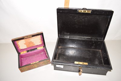 Lot 62 - Small walnut and brass bound box and a further...