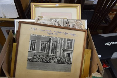 Lot 781 - BOX OF ASSORTED PICTURES TO INCLUDE FRAMED...