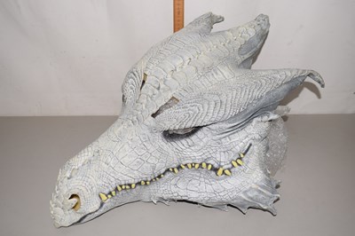 Lot 627 - A large scale rubber dragon head mask